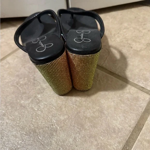 Colorful Rhinestone Wedge Sandals - Picture 4 of 5